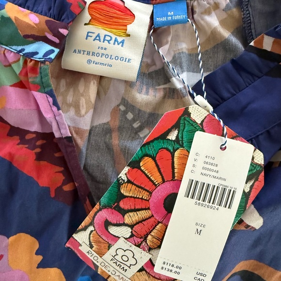 Farm Rio x Anthropologie Navy Floral Blouse - Picture 3 of 3